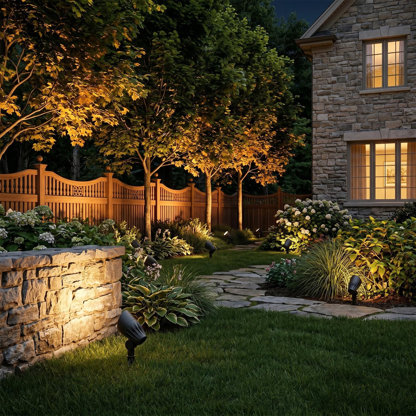 Malibu 50 Watt Floodlight Landscape Lights Outdoor Spotlight Waterproof Path Light Low Voltage Lighting with Spike Stand for Garden, Yard, Pathway