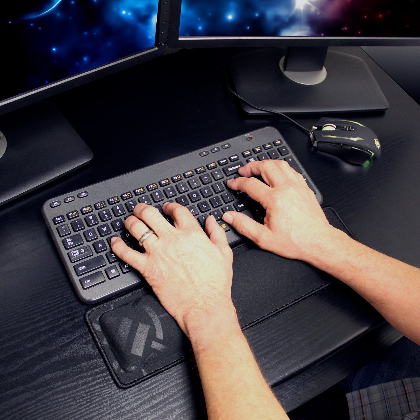 ENHANCE Compact Bluetooth Keyboard Wrist Rest Pad with Soft Memory Foam Support for Bluetooth Keyboards - Anti-Fray Stitching, Non-Slip Base, Gaming