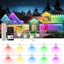 DeckTok Permanent Outdoor Lights, 100ft RGB & 60pcs LED Lights, 79 Scene Modes with Timer for Smart Outdoor Decorations, IP67 Waterproof Works
