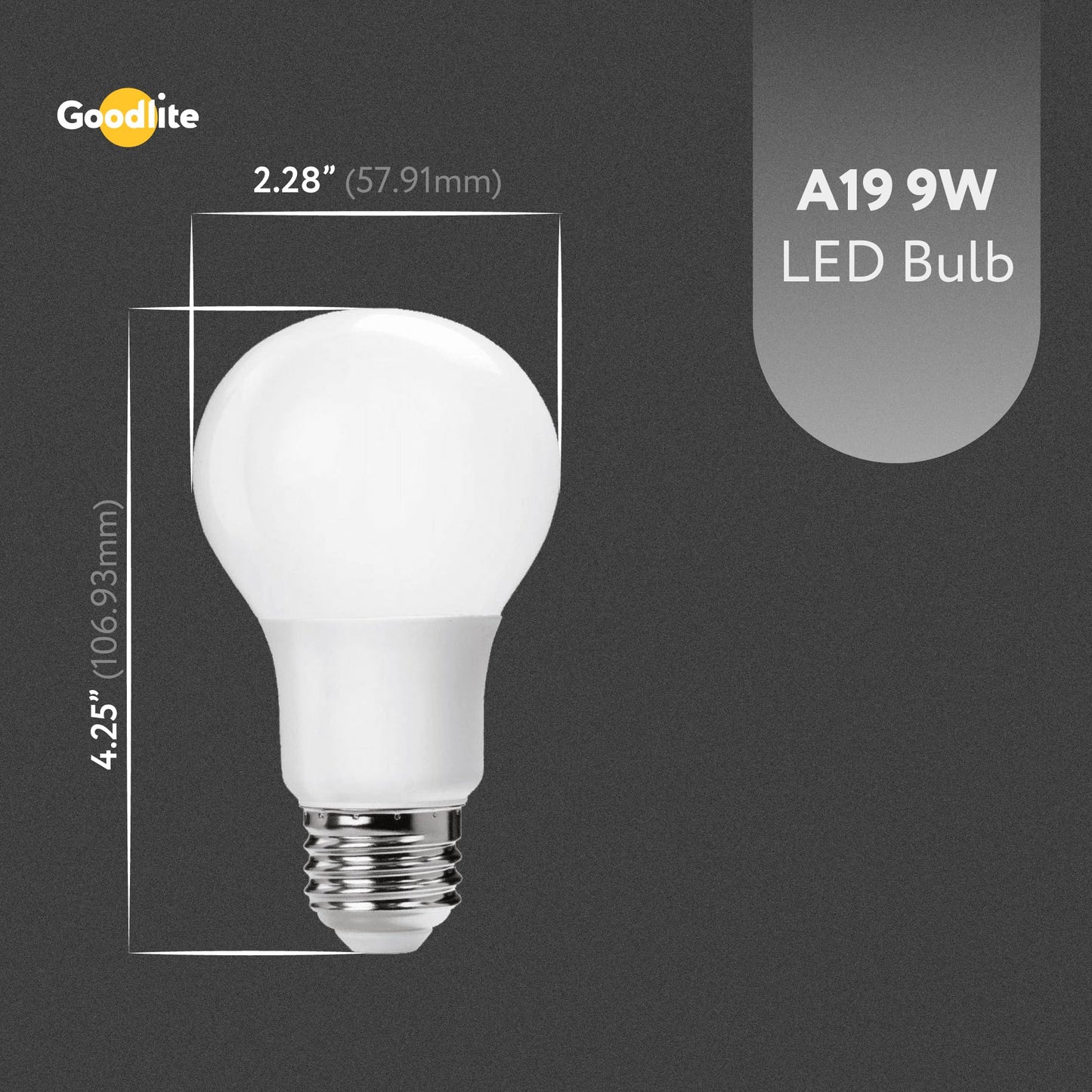 Goodlite A19 Standard LED Light Bulb - 9 Watt, 60W Equivalent, 800 Lumens, High CRI, 5000K Super White, Non-Dimmable, UL Listed, 15,000 Life Hours