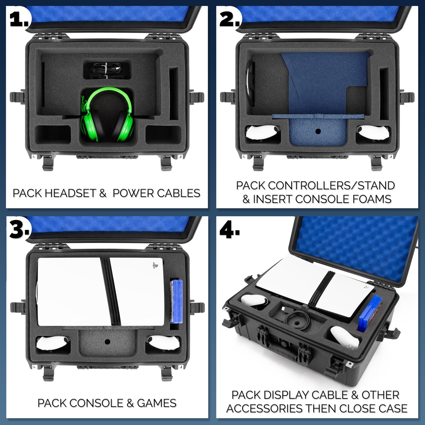 CASEMATIX Travel Case Compatible With PlayStation 5 Pro & PS5 Pro Disc Drive - Hard Shell Waterproof Case with Custom Foam for Console, Pro