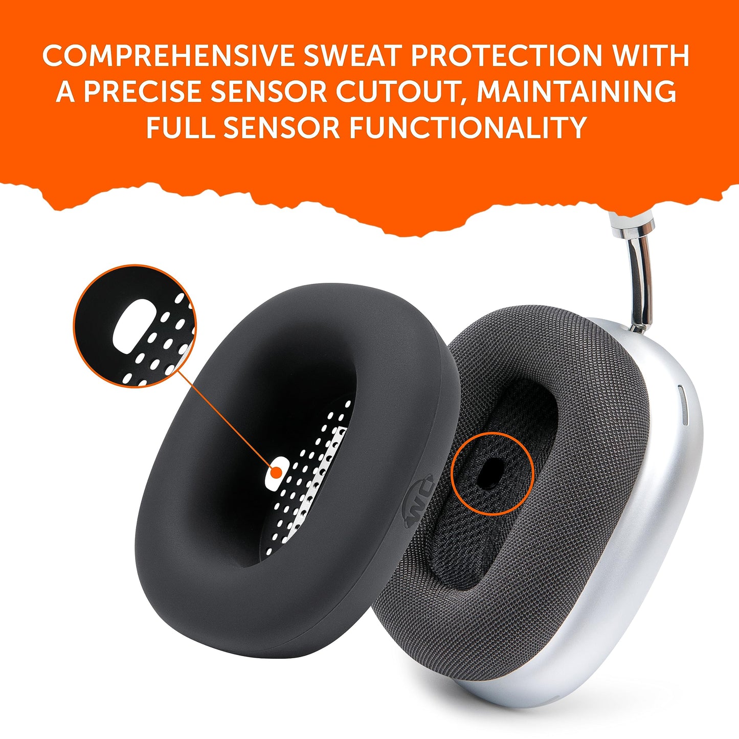 WC SweatZ Max - Patented Sweat Covers Compatible with AirPods Max 1 (Does Not Fit AirPods Max 2) by Wicked Cushions | Sweatproof & Washable | Full