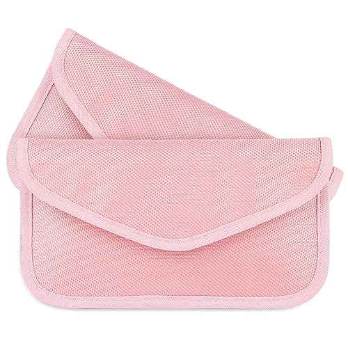 Faraday Key Fob Protector (2 Pack), Premium Faraday Bag/Pouch, Car Key Signal Blocker, Signal Blocking Bag for Cell Phone Privacy P (Pink)