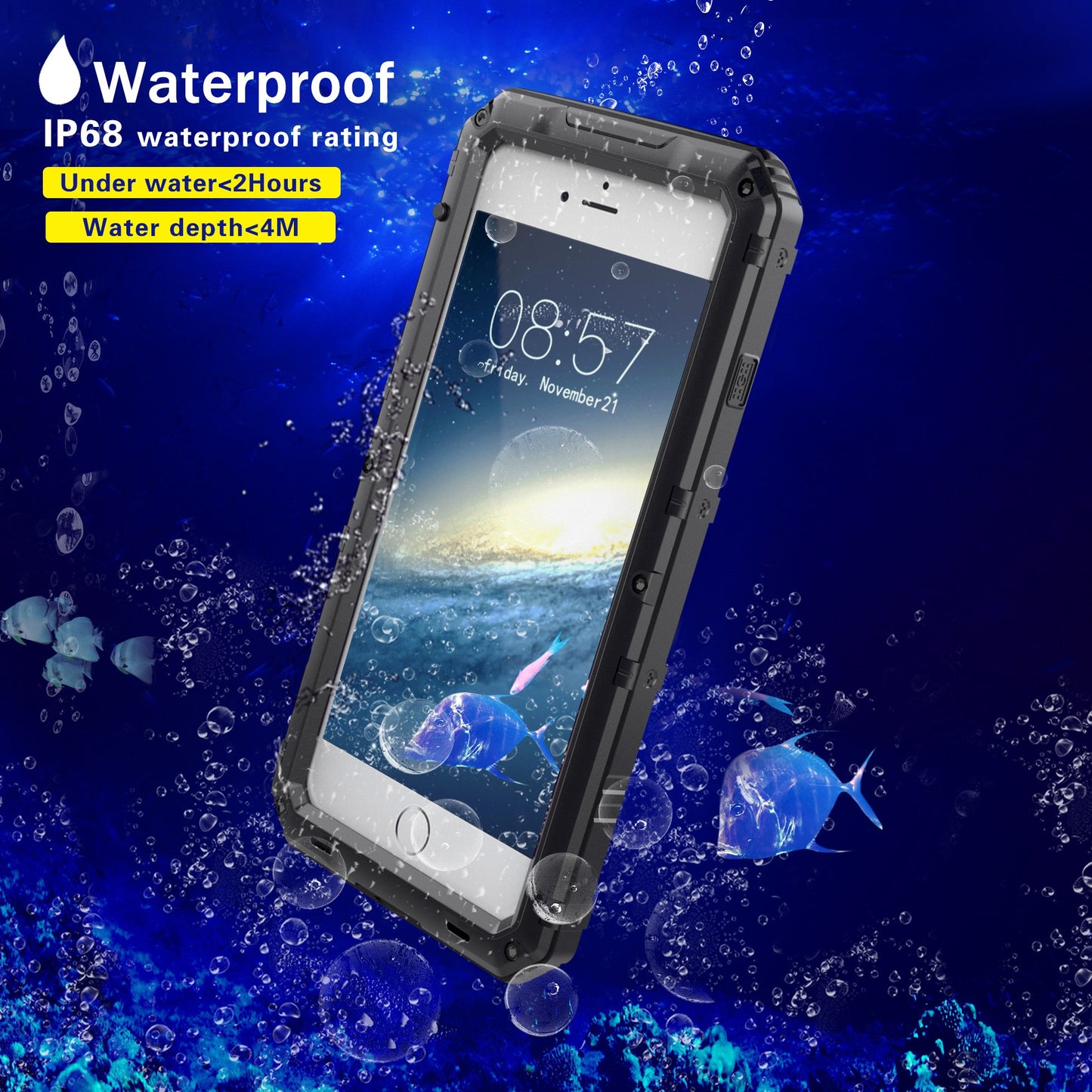 Mitywah Waterproof Case for iPhone 6/6s - Heavy Duty Shockproof with Built-in Screen Protector, Full Body Underwater Protective Metal Case Defender