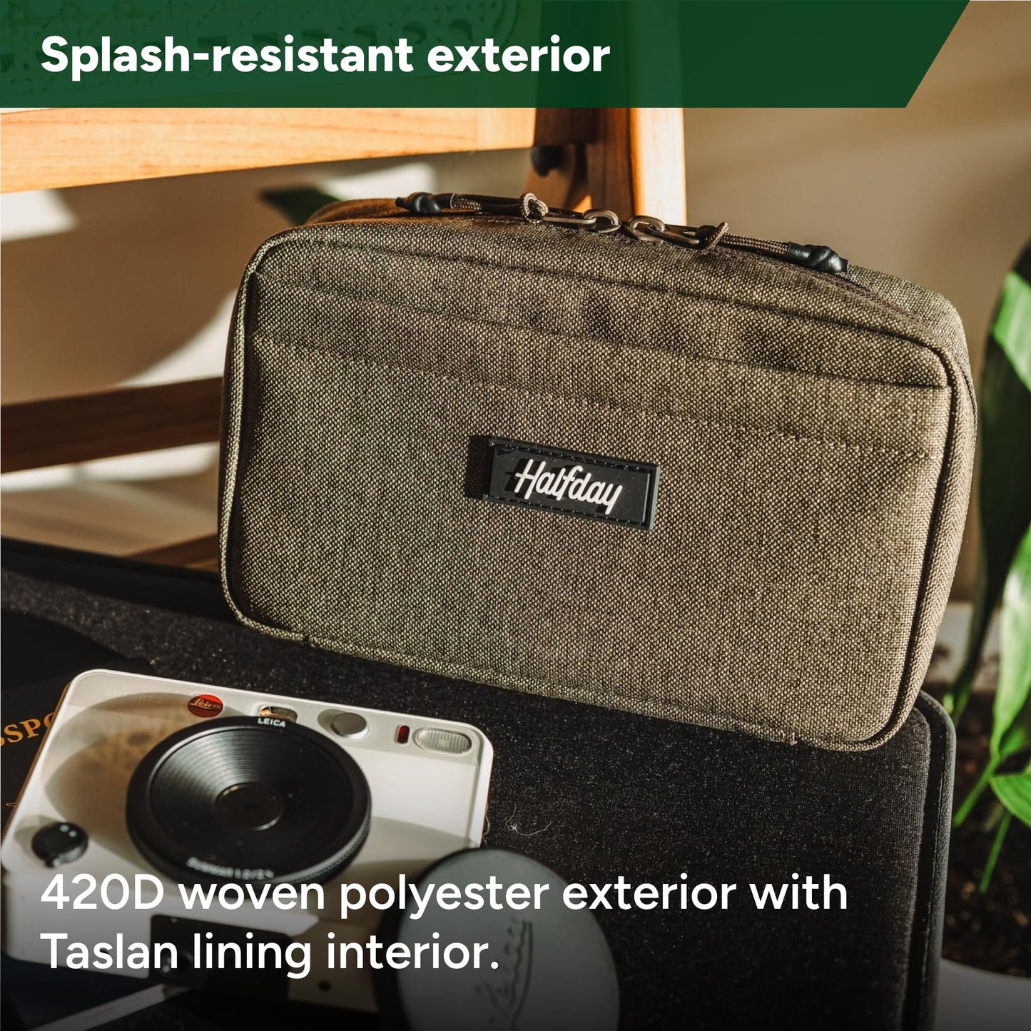 Halfday Sidekick Tech Organizer Kit | Flip-Out Kickstand for Phone/Tablet, Zip-Flat Pouch with Power Mesh & Elastic for Cable & Charger