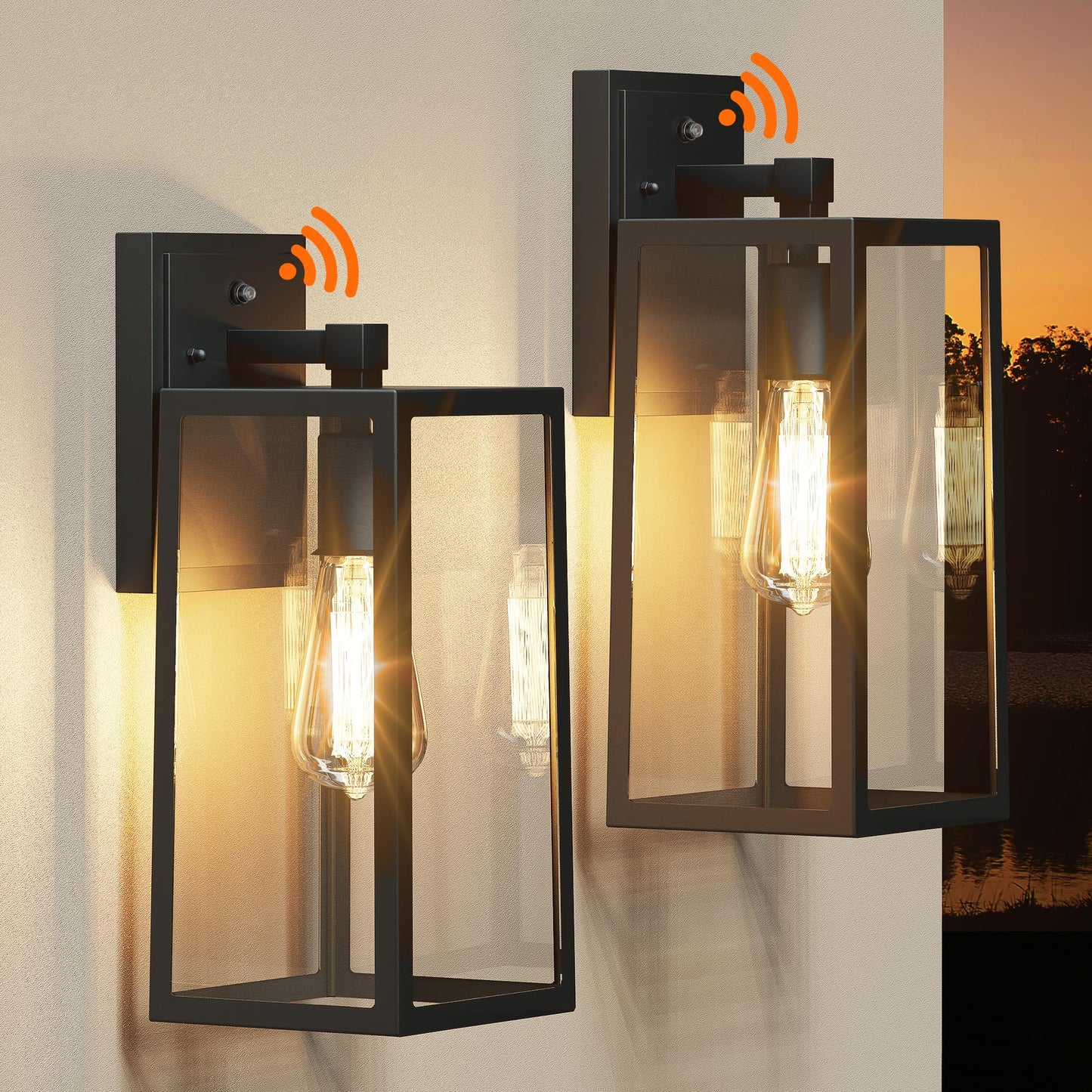 PARTPHONER Dusk to Dawn Outdoor Light Fixtures Wall Mount, Sensor Porch Lights, Anti-Rust Exterior Wall Sconce Lighting Lamp, Waterproof Wall Lantern
