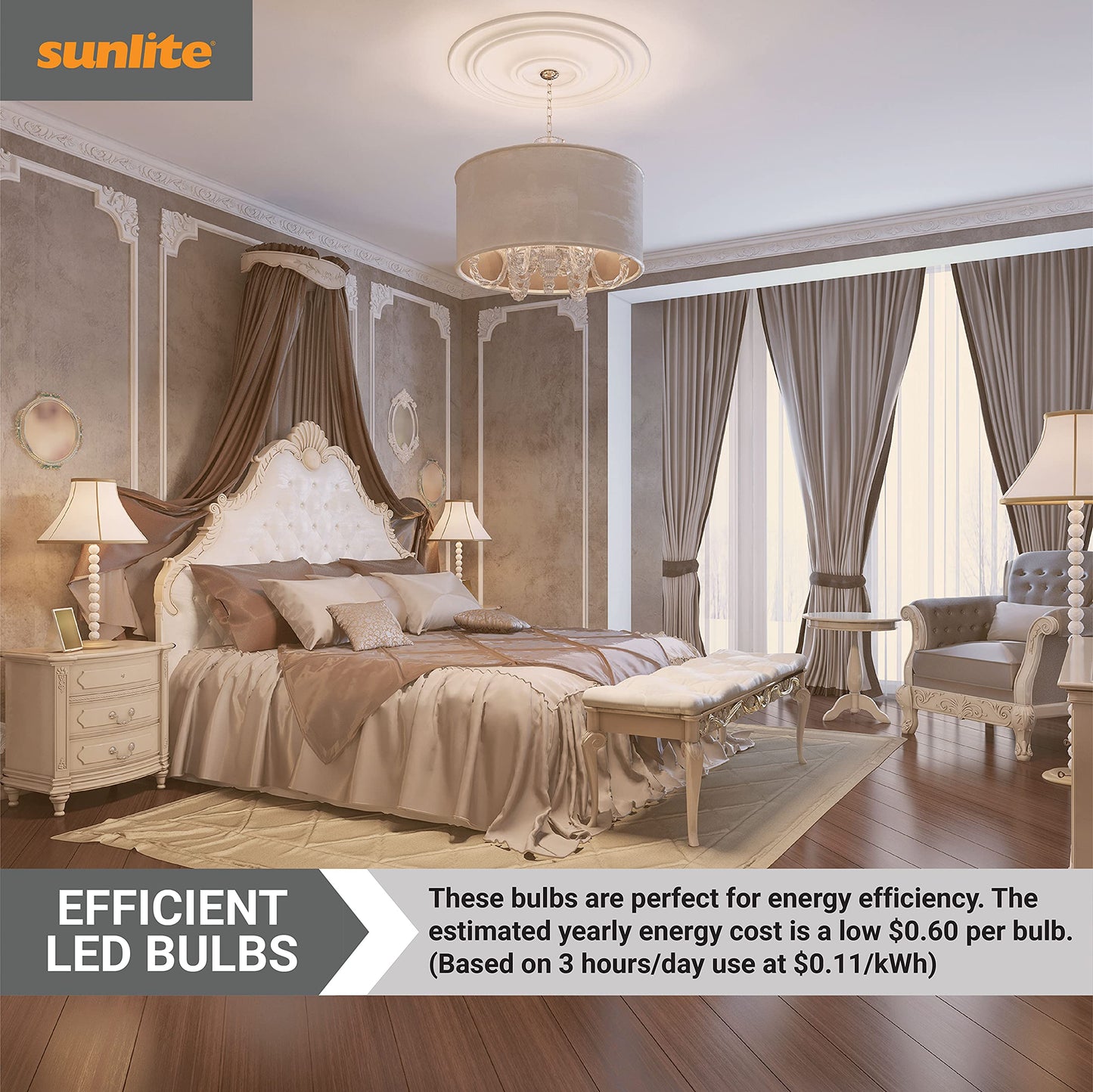 Sunlite 41611 LED B10 Clear Torpedo Tip Chandelier Light Bulb, 5 Watts (40W Equivalent) 470 Lumens, European E14 Base, Dimmable, 2700K Soft White, 6
