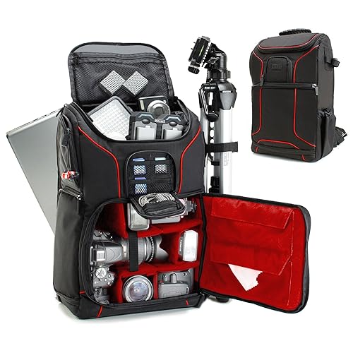 USA Gear Camera Backpack for Photographers DSLR/SLR/Mirrorless Photography Camera Bag with Laptop Compartment, Waterproof Rain Cover & Tripod Holder