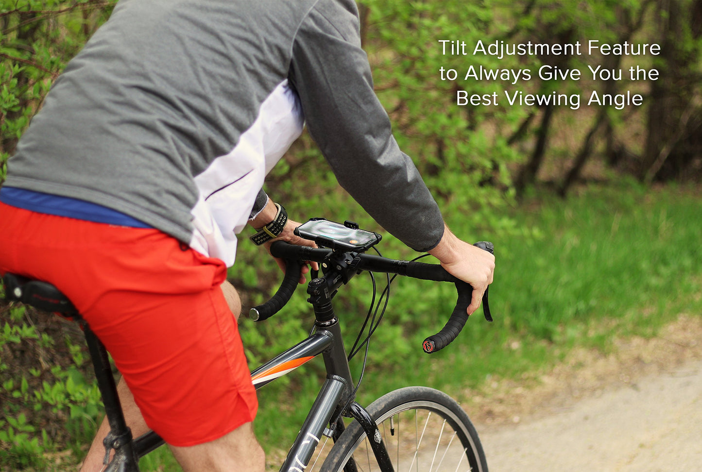 E Tronic Edge Bike Phone Mount - Rotating Cell Phone Holder for Bicycle Handlebar Compatible with iPhone 12 11 X 8 8S 7 7S 6 6S Pro Max Plus Android