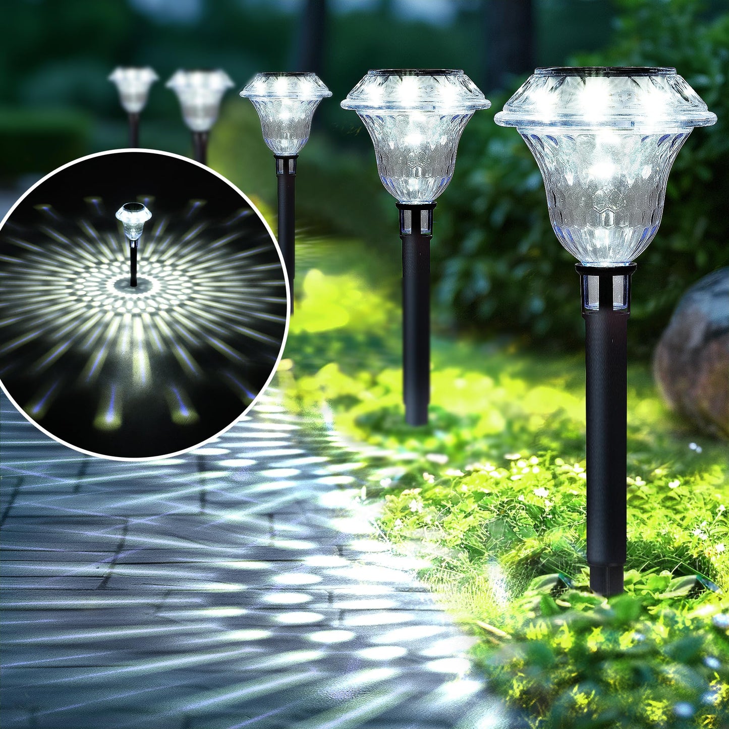 SOLPEX Solar Pathway Lights Garden Decor for Yard, Garden Lights Solar Powered Waterproof Landscape Lighting, Solar Outdoor Lights Porch Decor