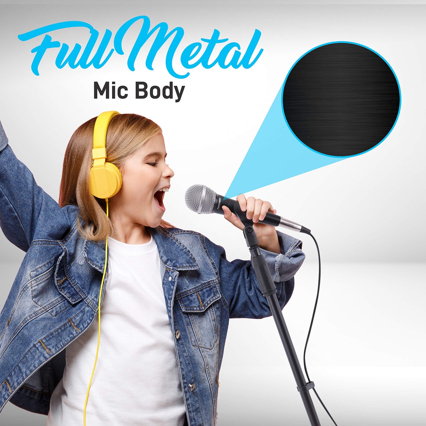 Professional Handheld Dynamic Microphone Kit - Unidirectional Vocal Wired Microphone w/Carry Bag, Metal Mic Stand, Holder/Clip & 16.4ft XLR Audio