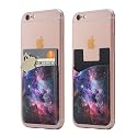 (Two) Galaxy cell phone stick on wallet card holder phone pocket for iPhone, Android and all smartphones.