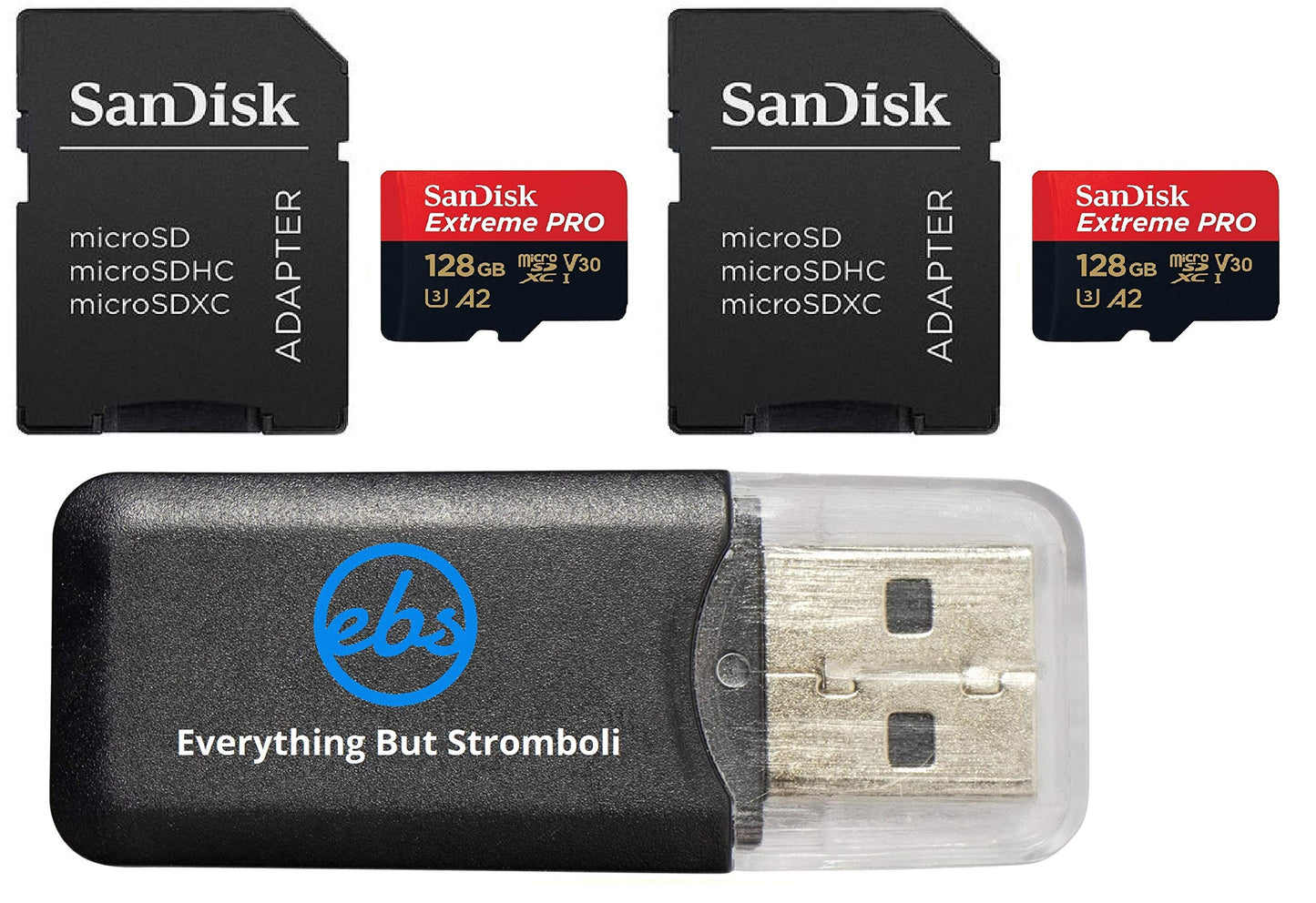 SanDisk 128GB Micro SDXC Extreme Pro Memory Card (Two Pack) Works with GoPro Hero 7 Black, Silver, Hero7 White UHS-1 U3 A2 Bundle with (1) Everything