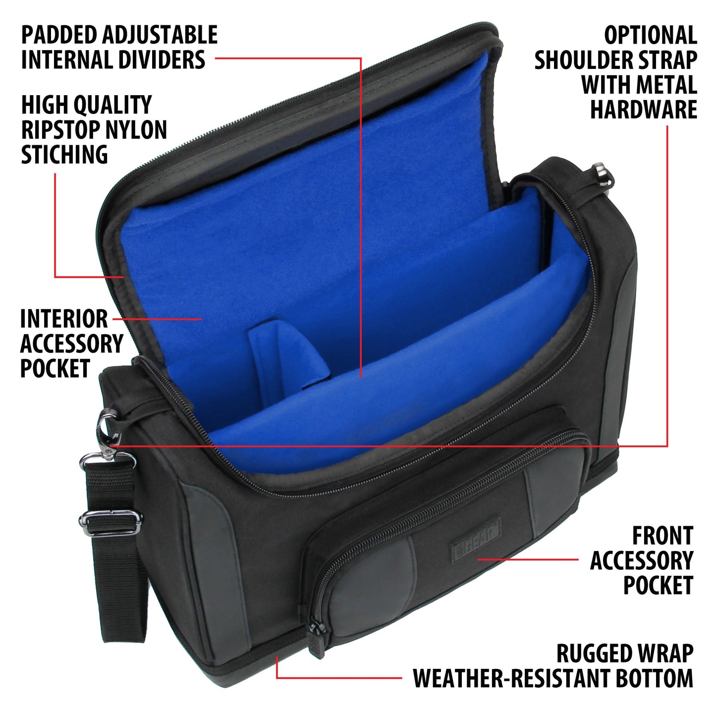 USA Gear Portable Photo Printer Case - Messenger Bag with Padding Dividers Compatible with Canon Selphy CP1500, Selphy Cp1300, Kodak Step Wireless