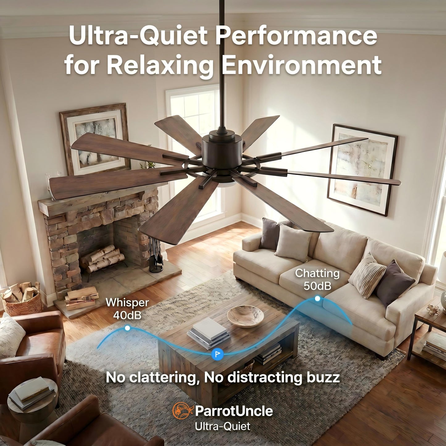 60 Inch Ceiling Fan with Light and Remote Farmhouse Windmill Chandelier Fan