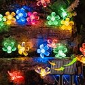 oopswow Solar Flower String Lights, 2PACK 50 LED Cherry Blossom Lights Outdoor Waterproof, Solar Fairy Lights Garden Decorations for Fence, Patio