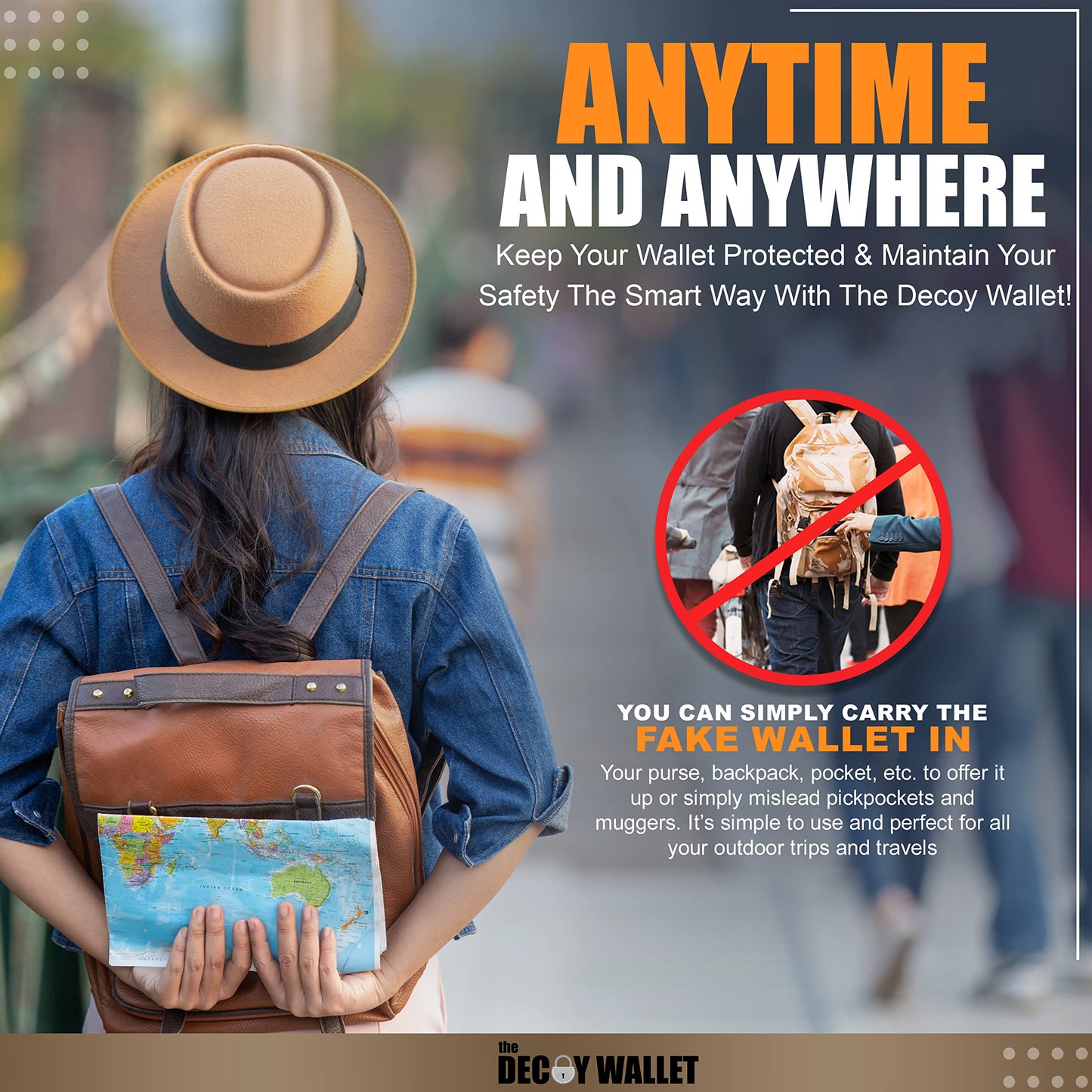 Decoy Wallet – Anti-Pickpocket Fake Wallet with 6 Faux Credit Cards, Realistic Travel Safety Wallet for Men & Women (Styles Vary)