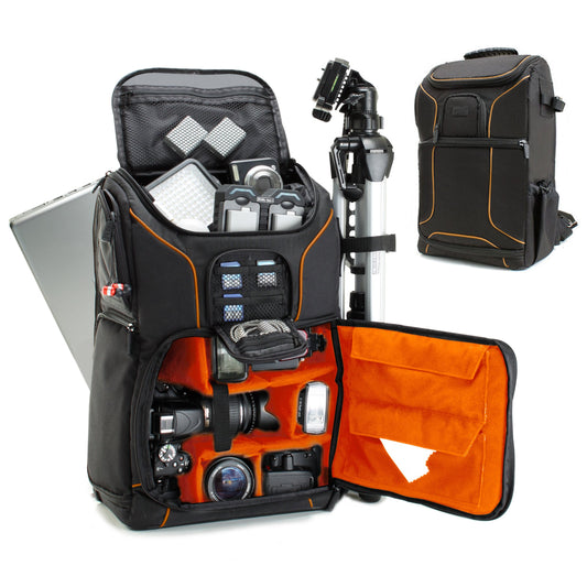 USA Gear Camera Backpack for Photographers DSLR/SLR/Mirrorless Photography Camera Bag with Laptop Compartment, Waterproof Rain Cover & Tripod Holder