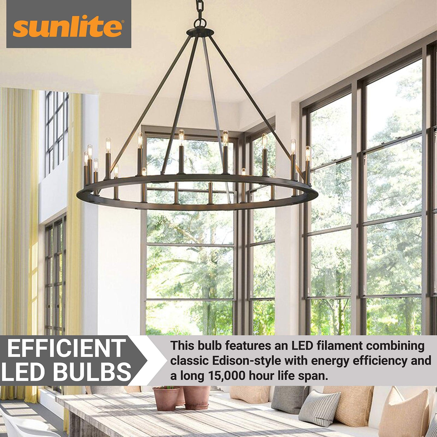 Sunlite LED Filament T6 T6.5 Tubular Light Bulb, 2 Watts (25W Equivalent), 180 Lumens, Intermediate E17 Base, Non-Dimmable, 139 mm, ETL Listed, 2700K