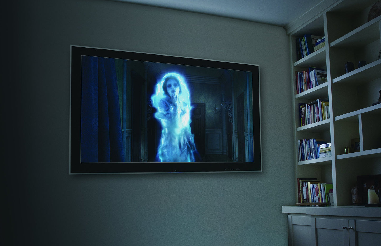 AtmosFX Ghostly Apparitions USB + 5.5' x 9' Large Gray Holographic Screen for Halloween Projection