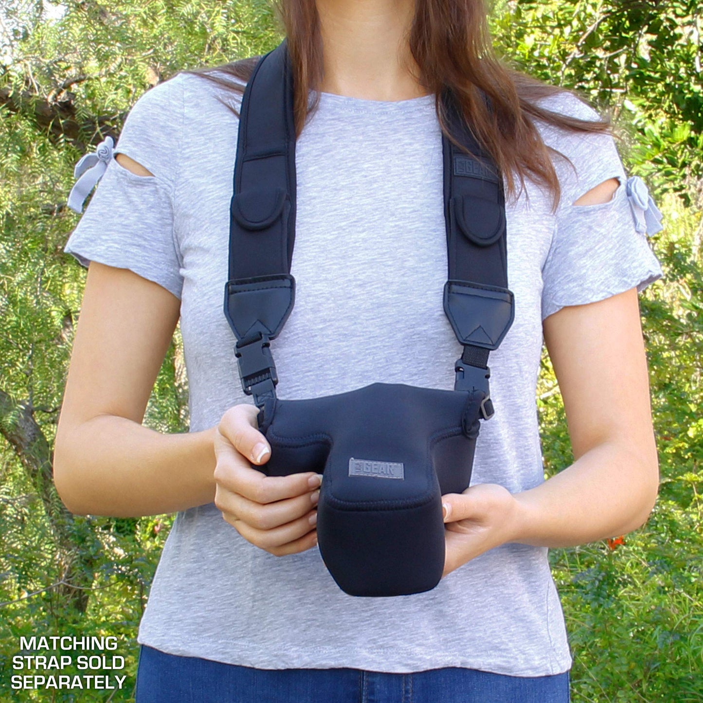 USA Gear Camera Sleeve (Medium) for Compact SLRs Compatible with Canon EOS R100 Nikon Z30 Sony ZV-E10, and more - Padded Neoprene DSLR Case