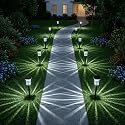 LIANGLOME Solar Pathway Lights Outdoor 12 Pack - IP55 Waterproof Solar Powered Garden Lights 6000K Cold White LED, Auto On/Off Outdoor Solar Lights