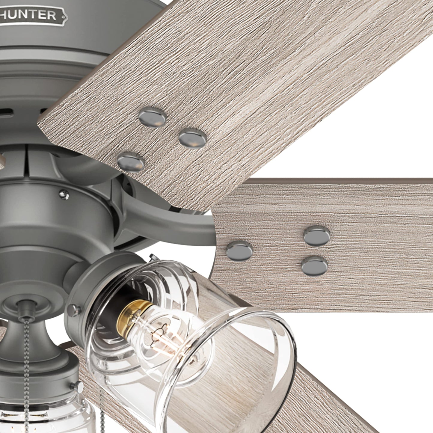 Hunter Fan 52 inch Casual Matte Silver Indoor Ceiling Fan with LED Light Kit and Pull Chain (Renewed)