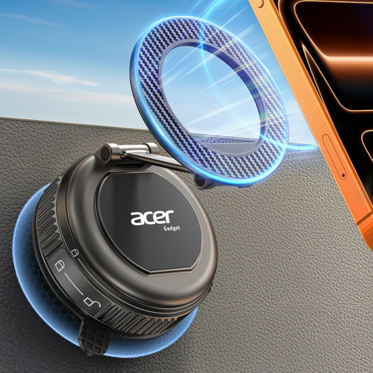 Acer Gadget Car Phone Mount, Magnetic Phone Holders for Your Car [Strongest 108+LBS Suction & 5000gf Magnetic, Carbon Fiber] 360° Adjustable Holder