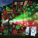 2-Pack Christmas Projector Lights Outdoor Laser Projection with Remote & Bonus Timer - 8 Festive Red & Green Patterns, IP65 Waterproof Xmas Laser