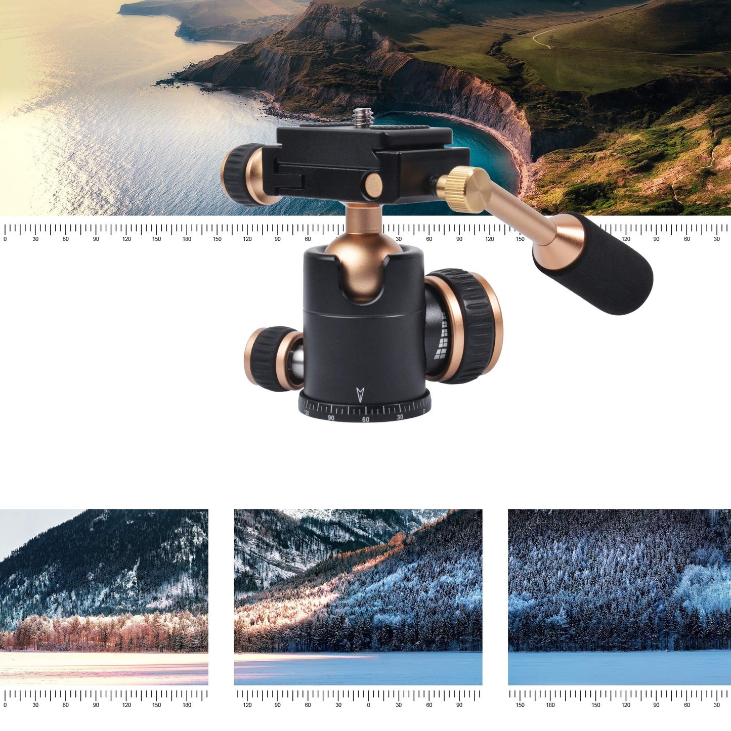 Tripod Head, Flexi-Tilt Universal Ball Head with Quick Release Plate, 1/4 Screw for DSLR Camera, Video Camcorder, Cellphone/Pad, Mirrorless Cameras
