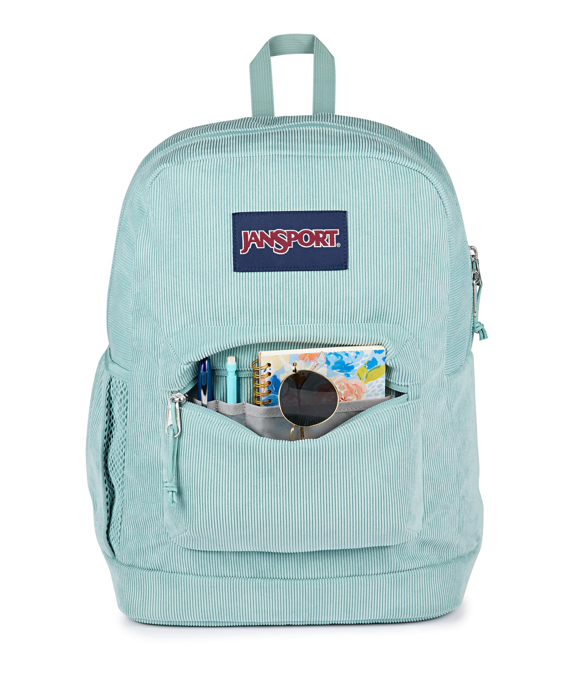 JanSport Cross Town Plus Remix Backpack - Padded Back Panel, Laptop Sleeve, and Front Pocket Organizer - Faded Sage Corduroy