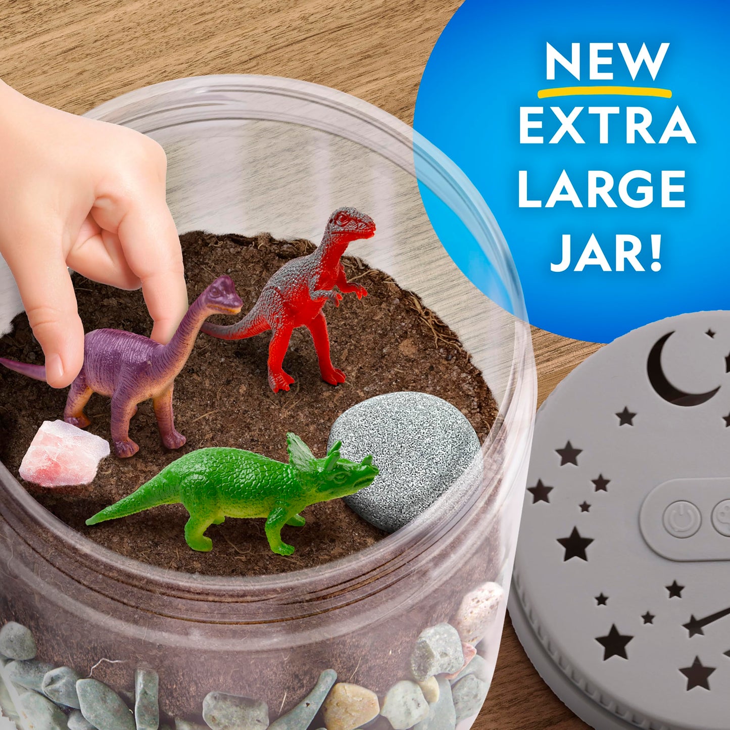 National Geographic Dinosaur Terrarium Kit – Light-Up Multicolor Dino Habitat with Real Plants, Science Kit & Educational Dinosaur Toys for Kids
