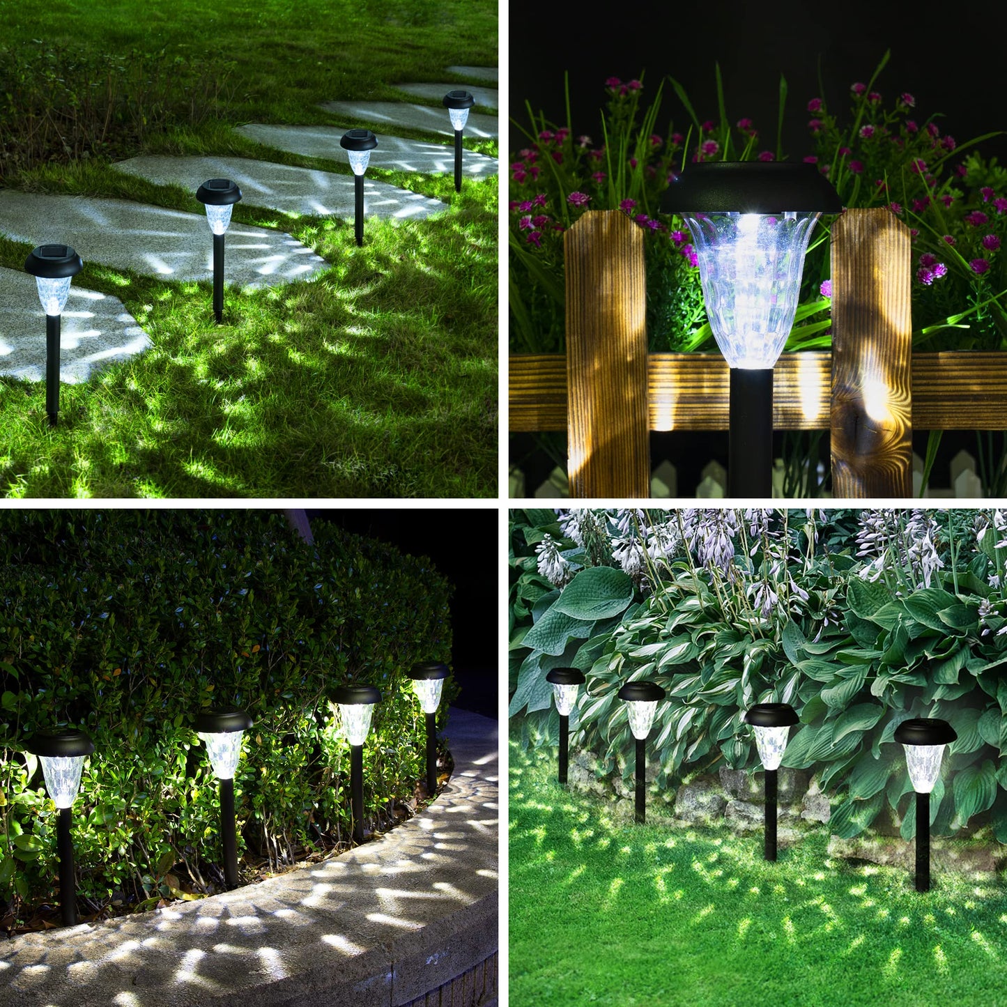 GIGALUMI 12 Pack Solar Lights Outdoor Waterproof, Cool White Pathway Lights Solar Powered, Landscape Lighting, Solar Garden Light for Decor, Patio