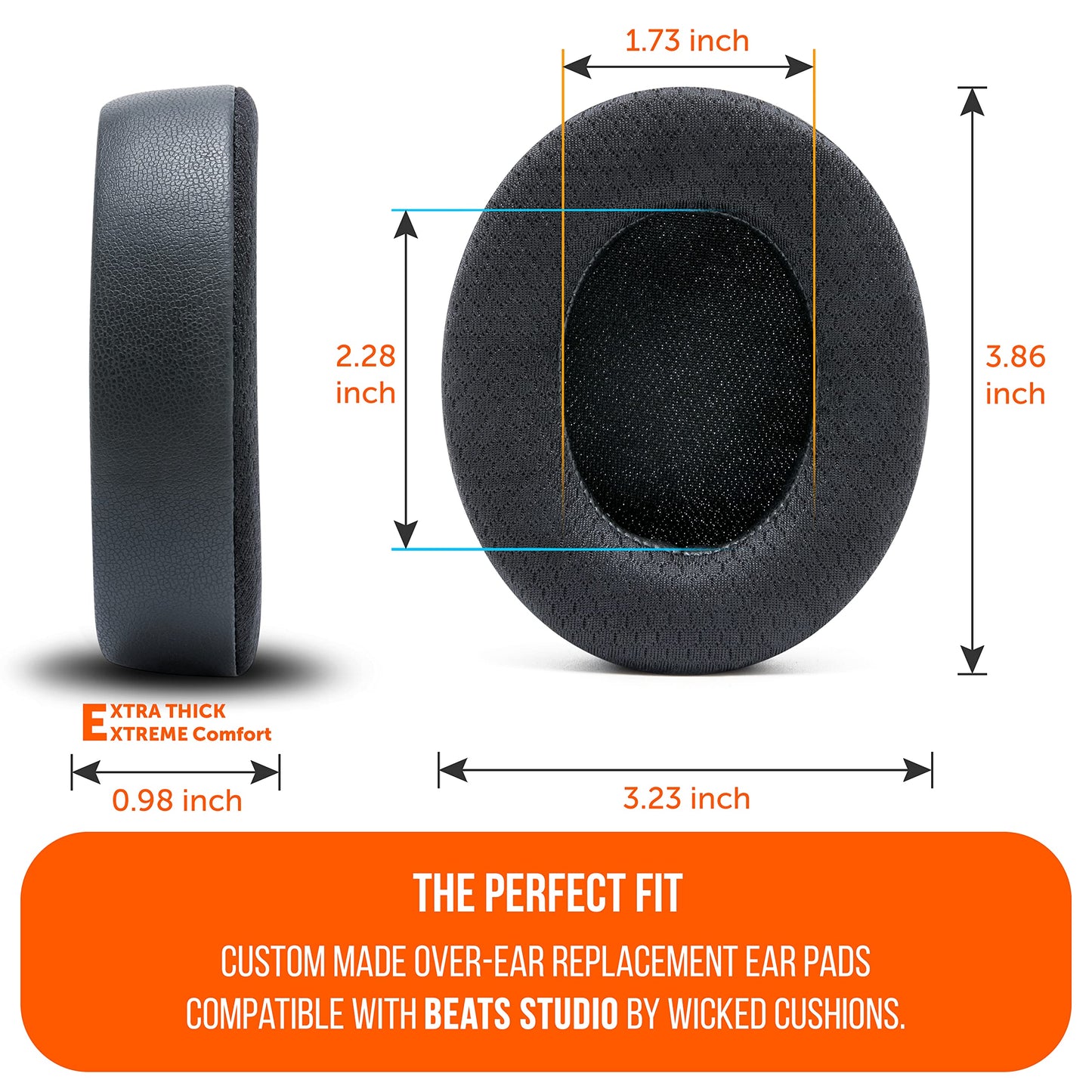WC Freeze Studio - Cooling Gel Ear Pads for Beats Studio 2 & 3 (B0501, B0500) Wired & Wireless | Does NOT Fit Beats Solo | Enhanced Foam, Stronger
