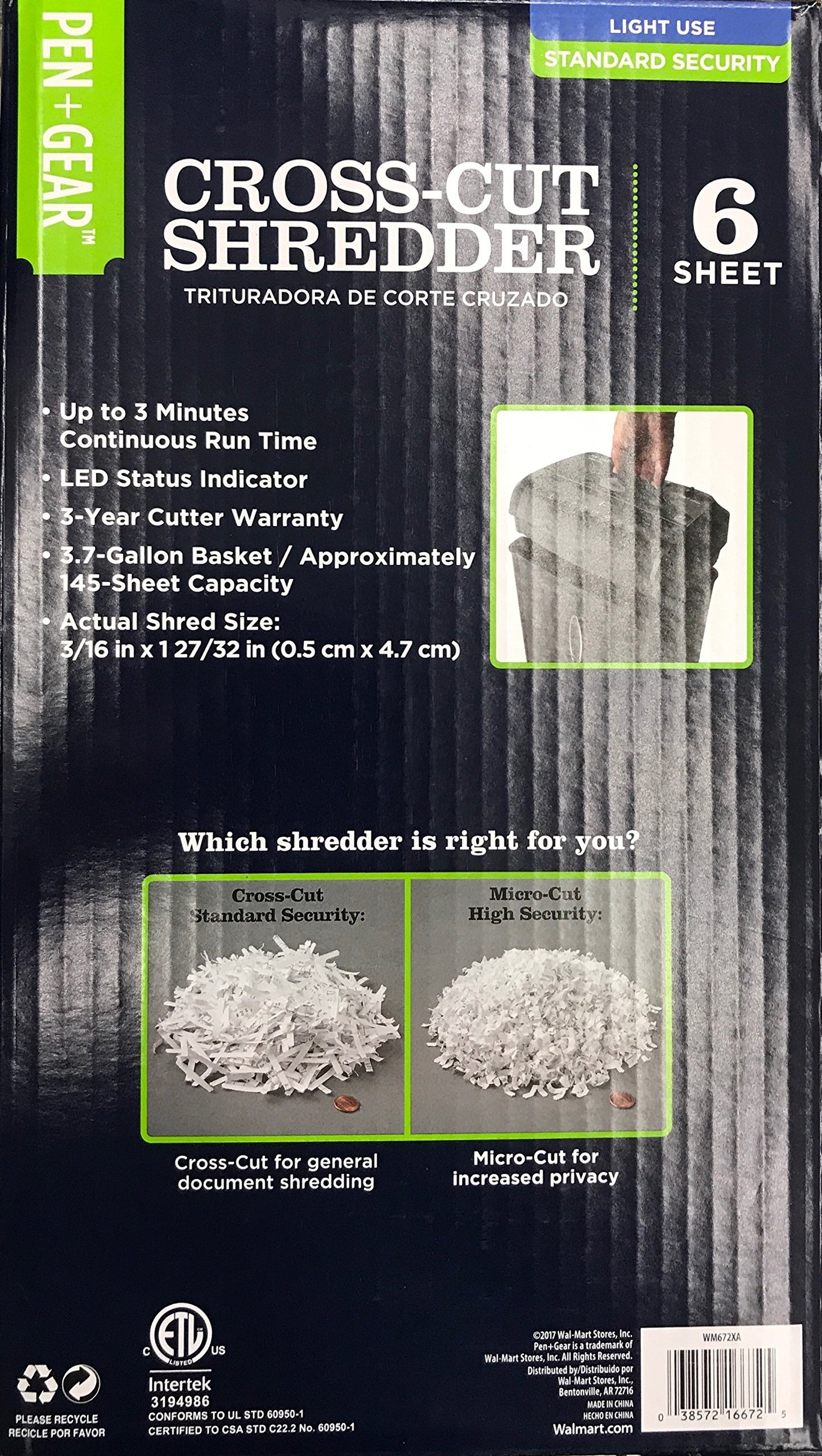Pen + Gear 6-sheet Crosscut Paper/Credit Card Shredder