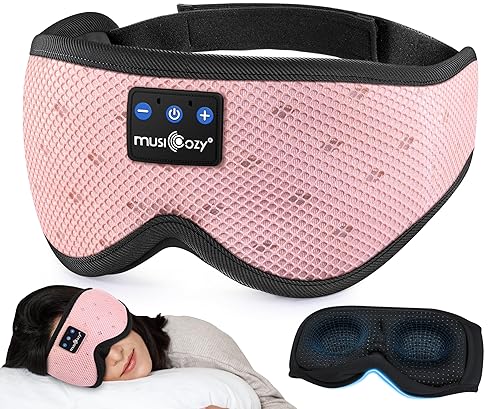 MUSICOZY Sleep Headphones Breathable Sleep Mask Bluetooth 5.4 Wireless Earphones Mask Sleeping Eyemask for Side Sleepers for Women Men Travel…
