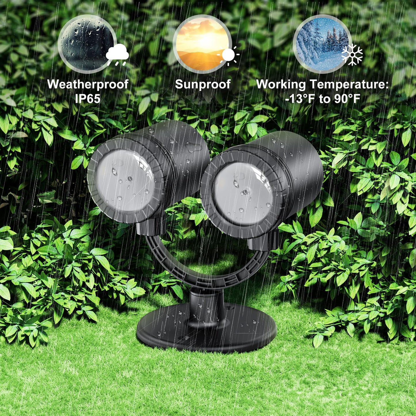 2025 MuliVid Christmas Projector Lights Outdoor, Double Head Snowfall LED Lights Waterproof, Outdoor Christmas Snowflake Projector Light for Xmas