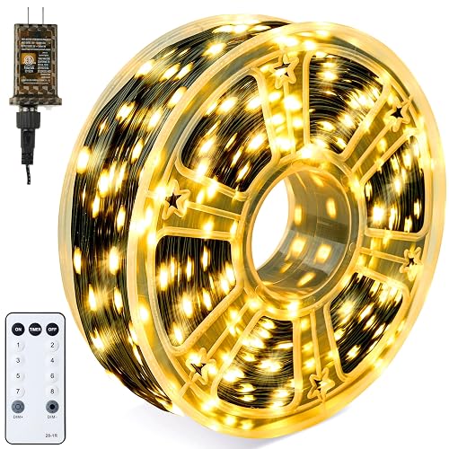 Joiedomi 1200 LED Christmas Lights Outdoor,394 FT Warm White Christmas Tree Lights with 8 Modes Timer, PVC Green Wire String Lights with Reel