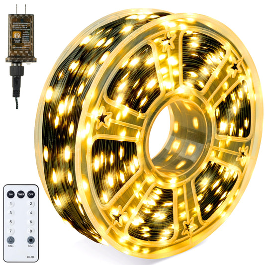 Joiedomi 1200 LED Christmas Lights Outdoor,394 FT Warm White Christmas Tree Lights with 8 Modes Timer, PVC Green Wire String Lights with Reel