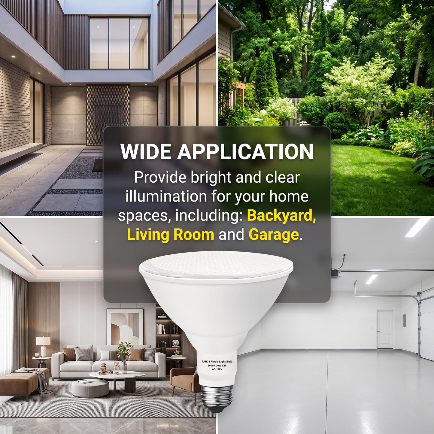 LOXYEE PAR38 LED Outdoor Flood Light Bulbs,Dimmable 20W(200W Equivalent) E26 Base Flood Light Bulbs,1800 Lumens LED Flood Light for Outdoor
