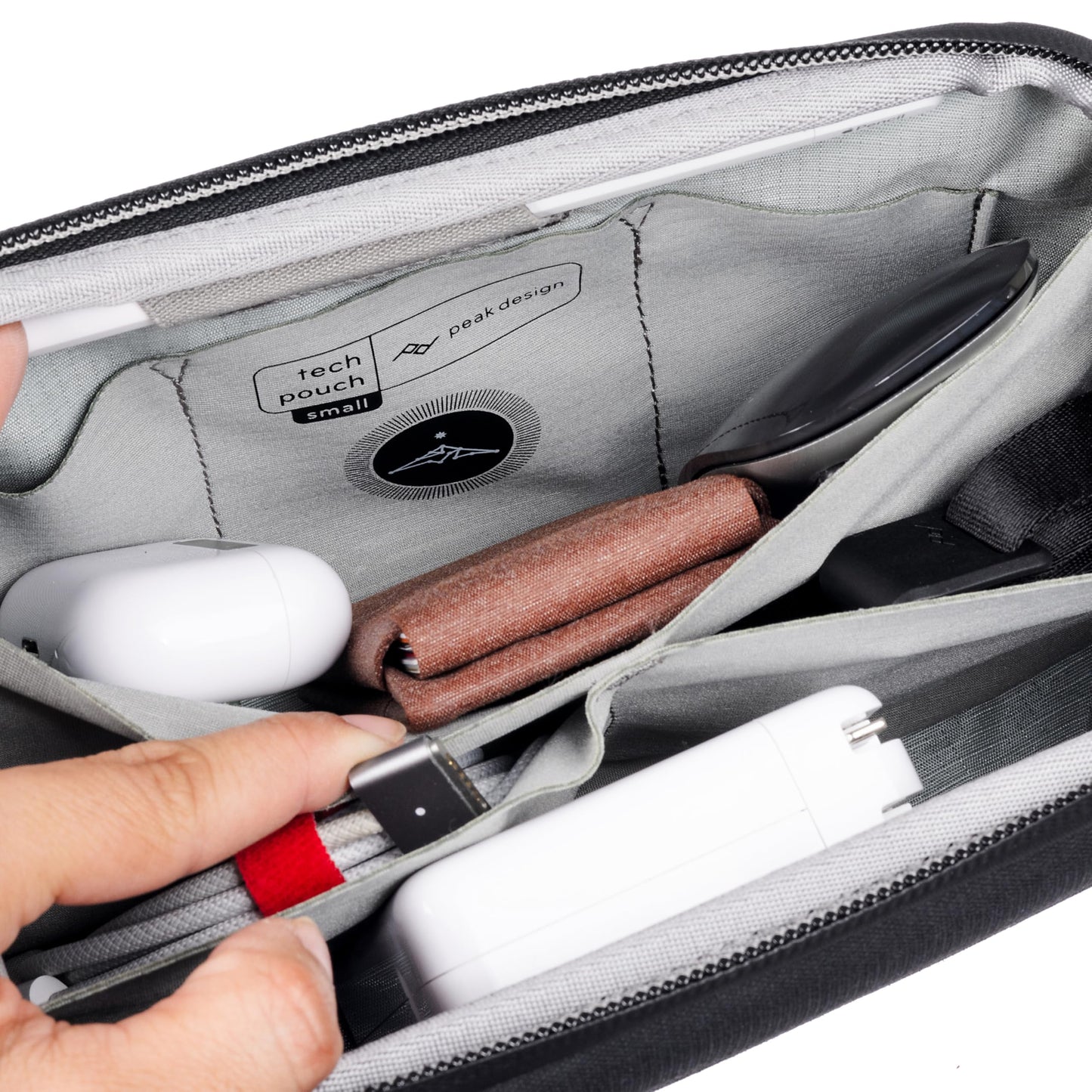 Peak Design Small Tech Pouch, Black, Electronics Organizer for Travel or Everyday Carry, Origami-Style Storage, Cable Pass-Through, Weatherproof