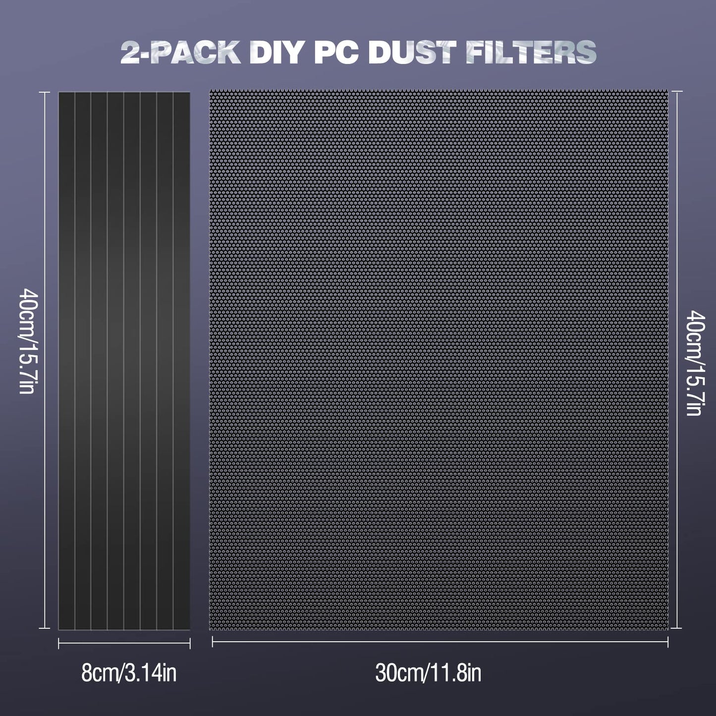 MoKo 400x300mm DIY PC Case Dust Mesh Filter, [2 Pack] PVC Dustproof Magnetic Dust Filter Cover, PC Mesh Grill with Magnetic Frame Strip Computer