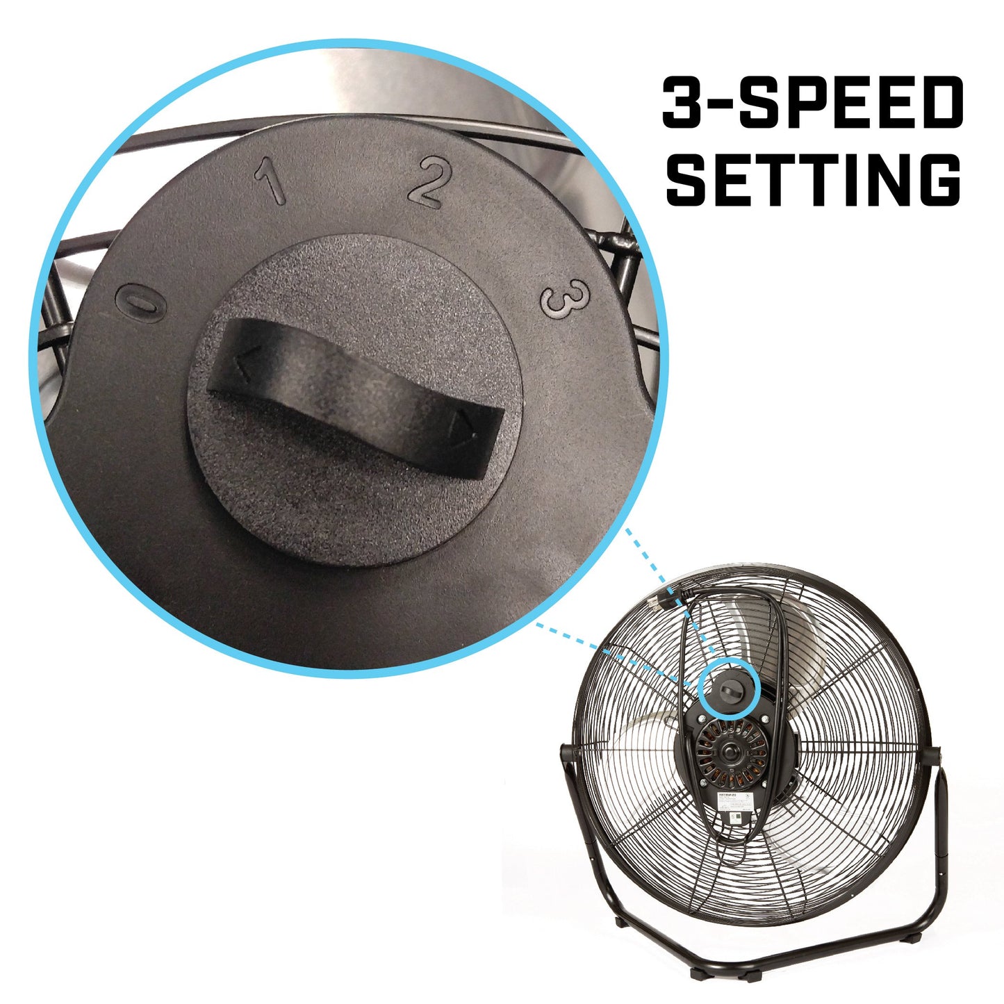 B-Air Firtana 20" High Velocity Electric Garage Floor Fan for Industrial and Home Use with 3-Speeds and Tilt Adjustable Fan Head, SAFF-20, Black