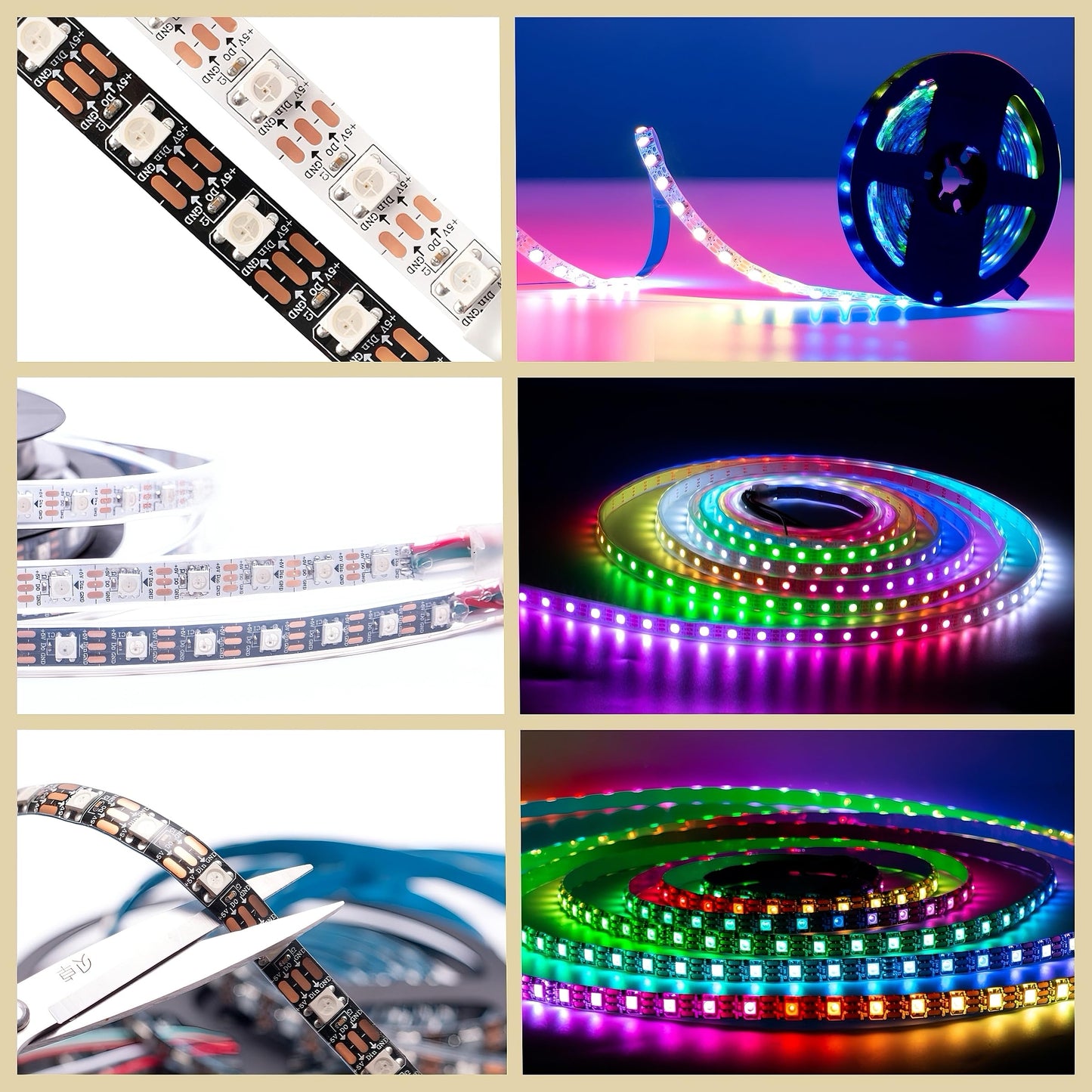 SVFISHKK WS2812B LED Strip Individual Addressable Light 16.4FT 60Pixels/m 300Pixels Dream Color SMD 5050 LED Pixel RGB Strip IP67 Waterproof DC5V