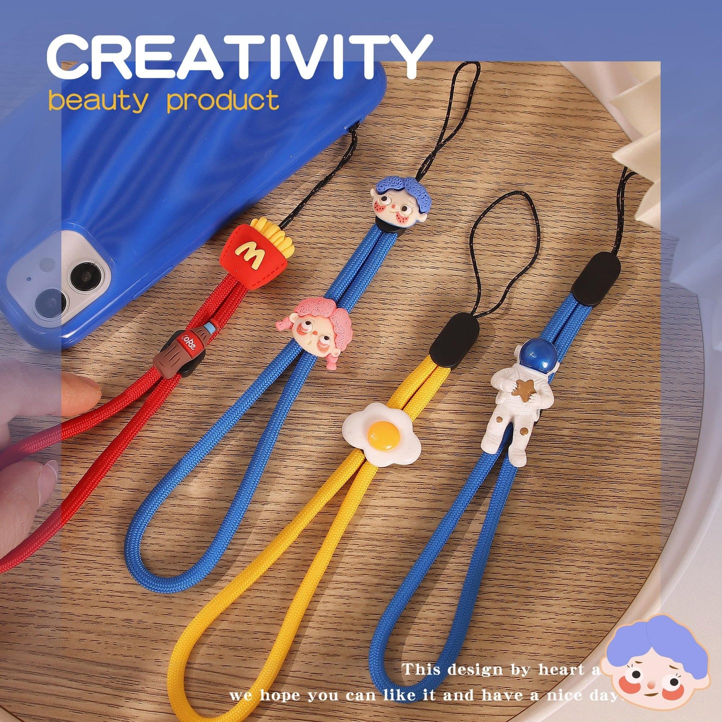 PeachBub Phone Charm Wrist Strap Nylon Wristlet Lanyards Cute Cartoons (GS0702)