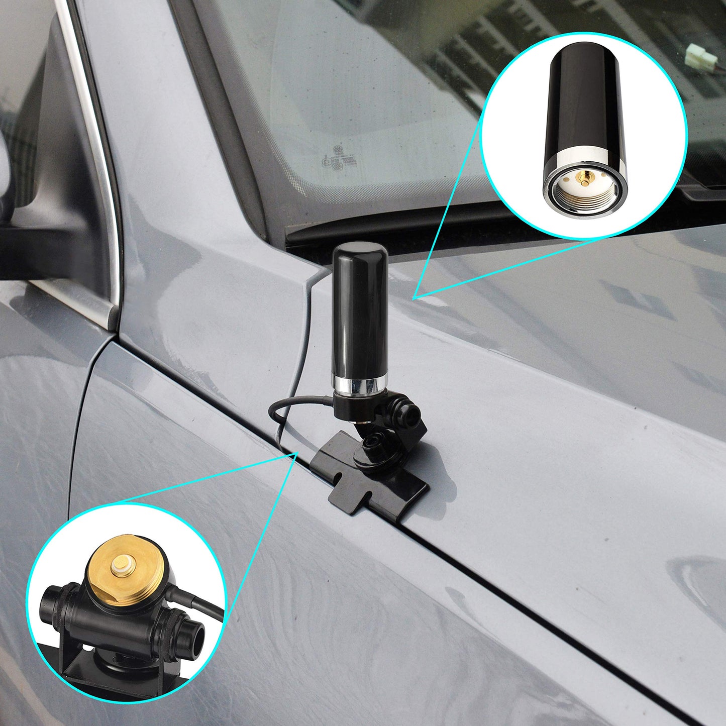 Bingfu Vehicle Mobile Ham Radio Antenna VHF UHF 136-174MHz 400-470MHz Car Truck Amateur Radio NMO Mount Low Profile Antenna with Lip Mount Fixed