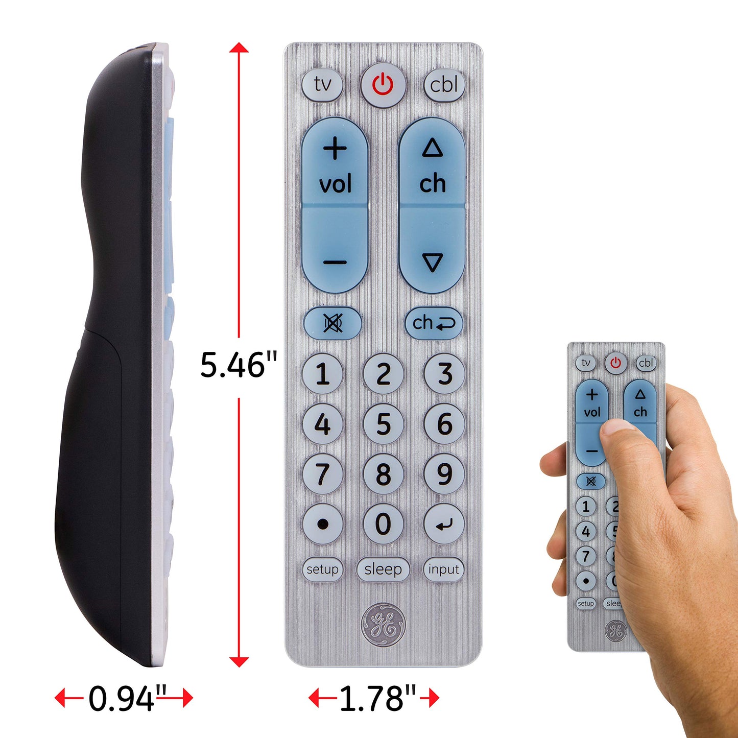 GE Big Button Universal Remote Control for Samsung, Vizio, Lg, Sony, Sharp, Roku, Apple TV, TCL, Panasonic, Smart TVs, Streaming Players, Blu-Ray