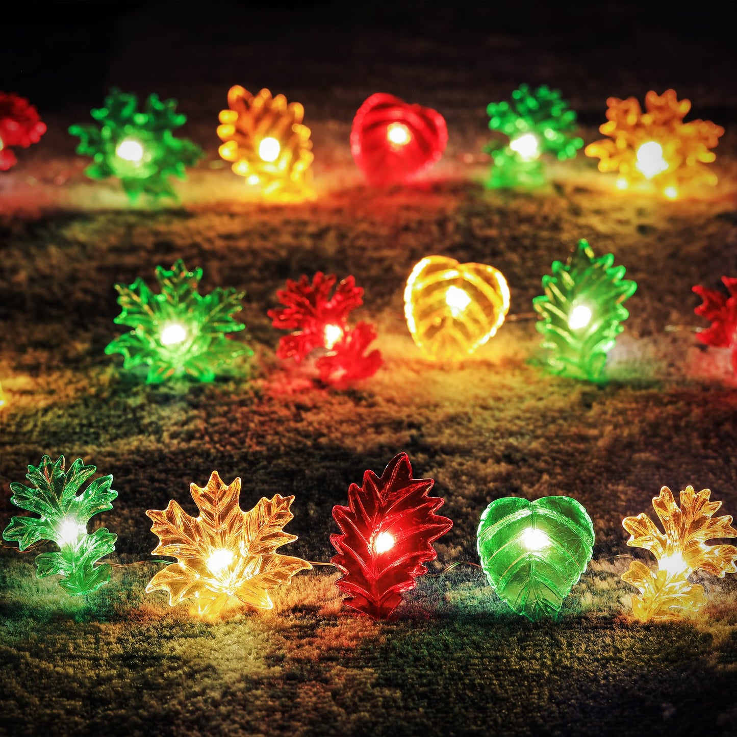 enlaceray Solar String Lights Fall Leaf String Lights Outdoor Garden Decor Light Waterproof Yard Thanksgiving Christmas Fairy Lights 40LED 14ft