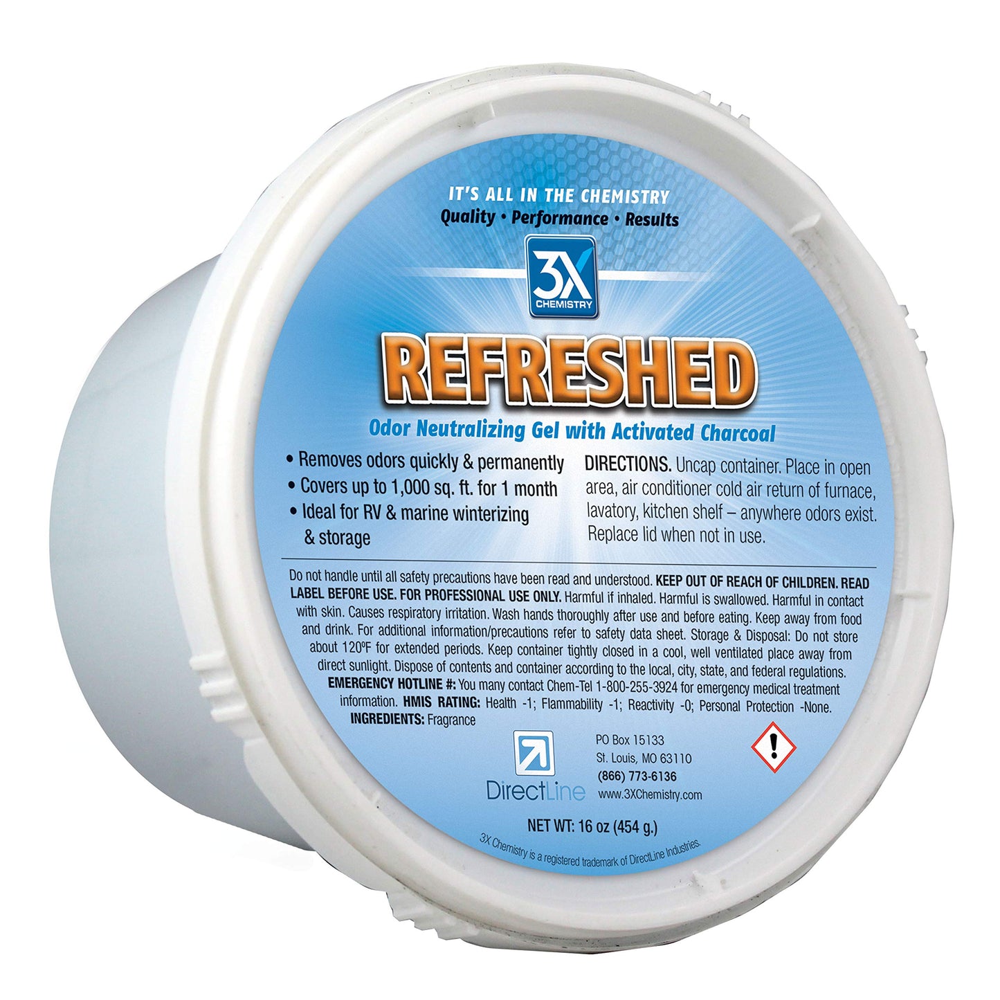 3X:Chemistry 468098 Refreshed Activated Charcoal Odor Neutralizer - 16 oz. Tub