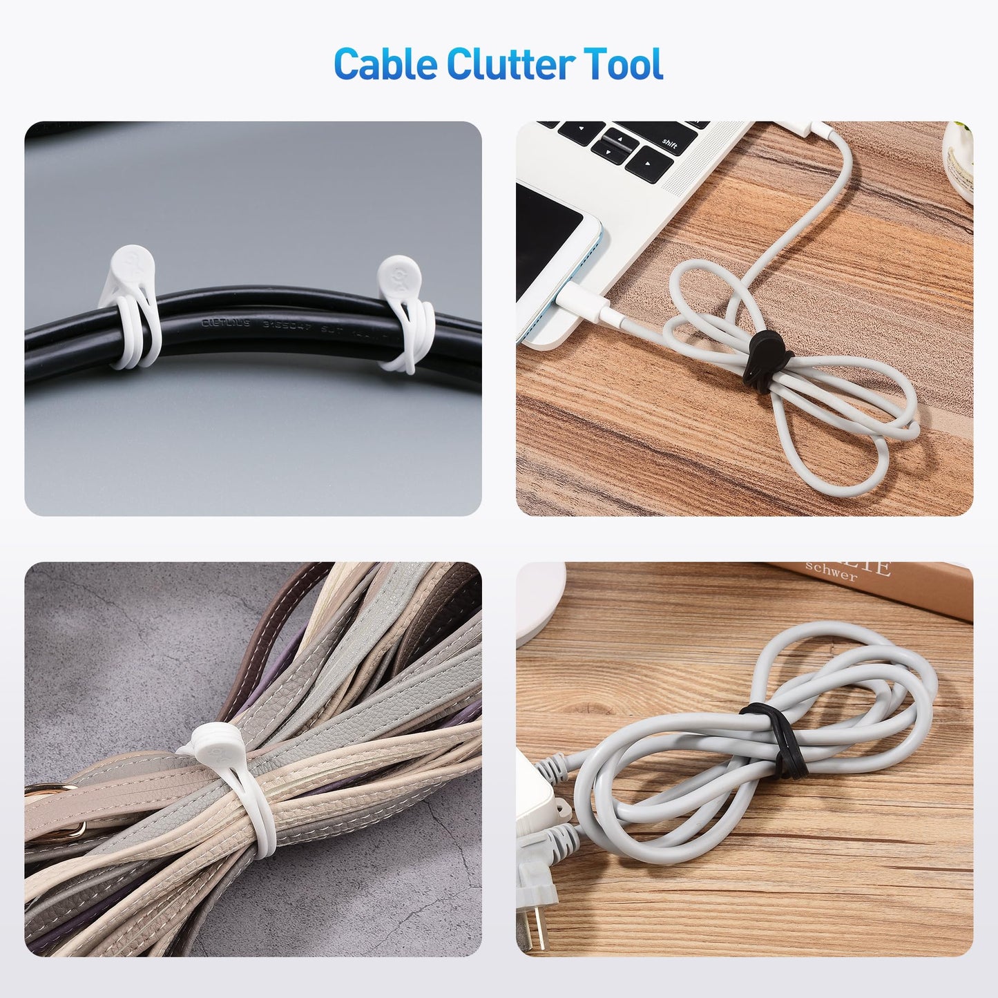 Cable Matters 10-Pack Ultra Strong Silicone Magnetic Cable Ties, Magnetic Cord Ties/ZipTies/Cord Organizer, Black and White
